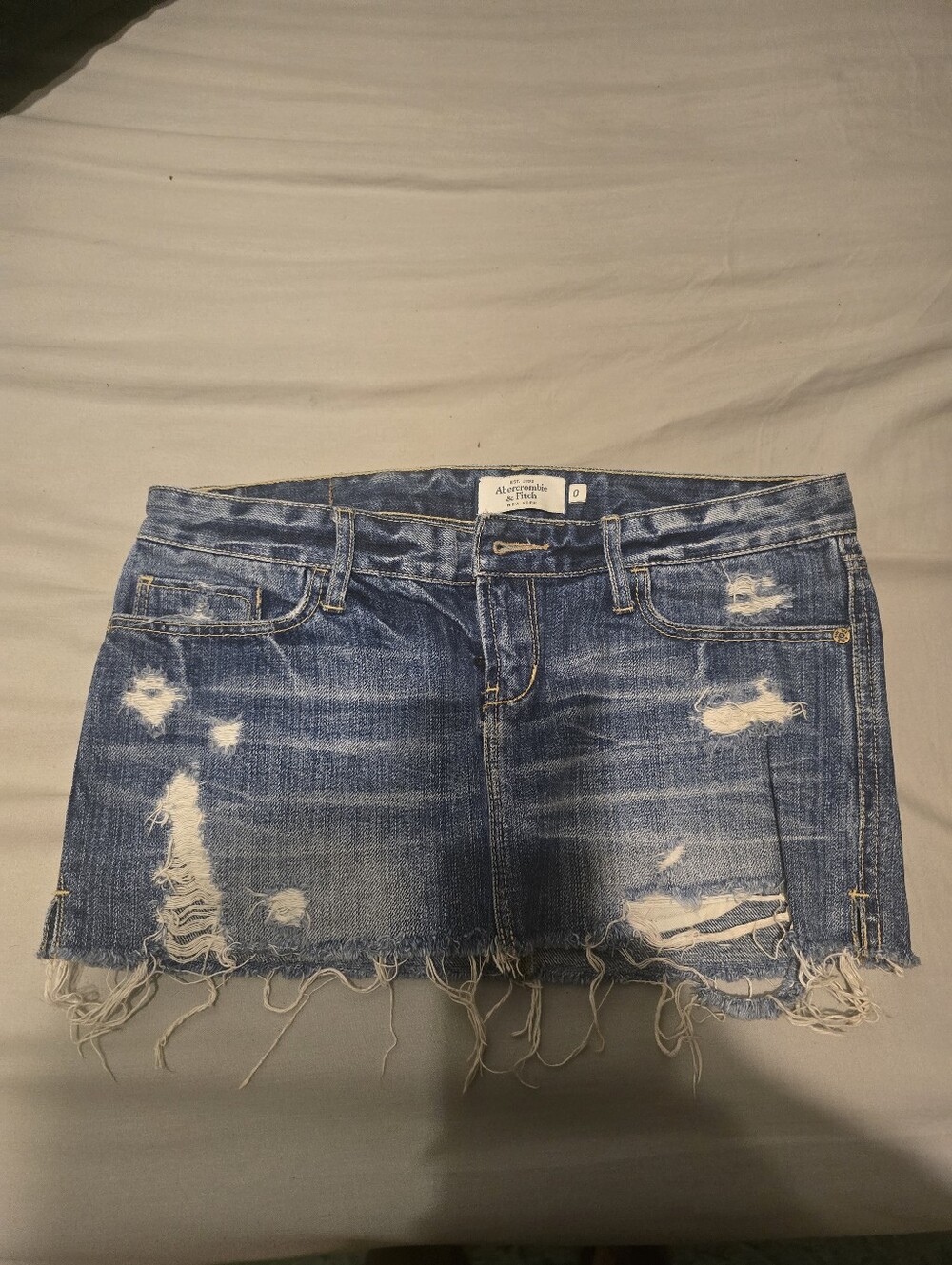 Abercrombie & Fitch Blue Distressed Denim Mini Skirt